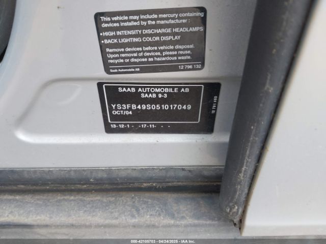 2005 SAAB 9-3 YS3FB49S051017049 Photo 8