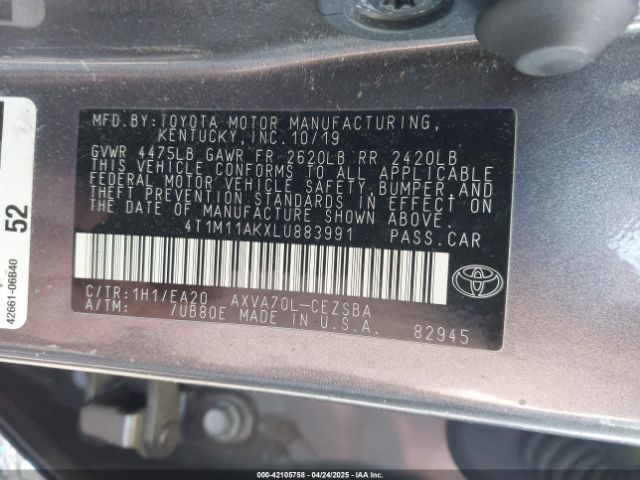 4T1M11AKXLU883991 Toyota CAMRY SE