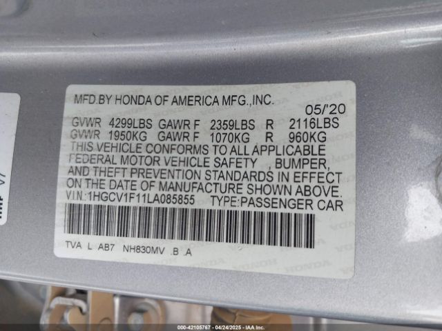 1HGCV1F11LA085855 Honda ACCORD LX