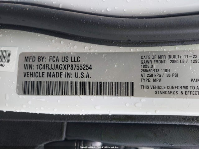 1C4RJJAGXP8755254 Jeep GRAND CHEROKEE L