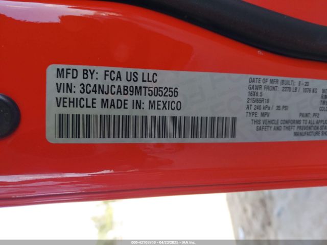 3C4NJCAB9MT505256 Jeep Compass Sport Fwd
