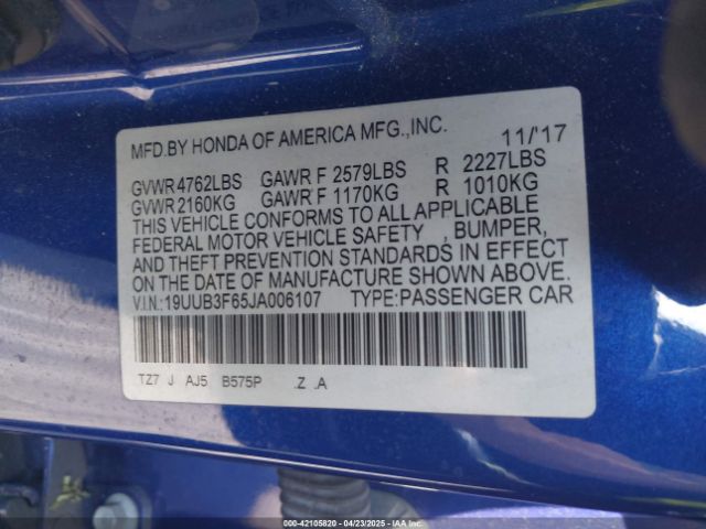 19UUB3F65JA006107 Acura Tlx Tech   A-spec Pkgs