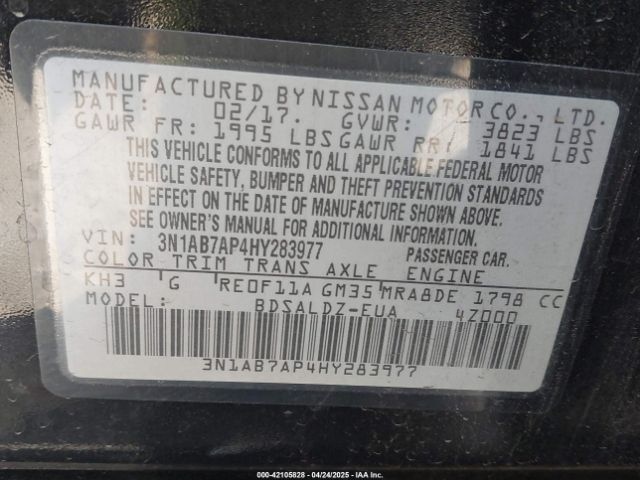 3N1AB7AP4HY283977 Nissan SENTRA SV