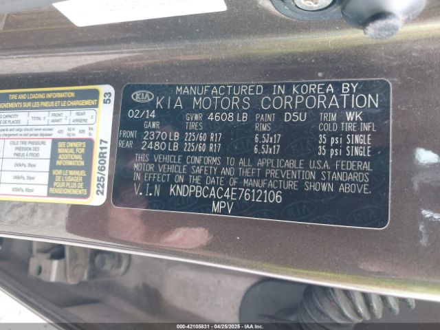 KNDPBCAC4E7612106 KIA Sportage Lx