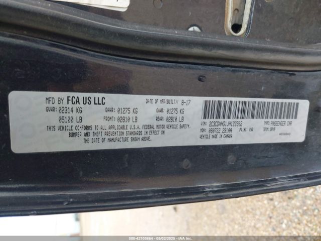 2C3CDXHG1JH122802 Dodge Charger Sxt Plus Rwd