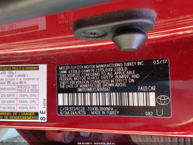 NMTKHMBX5JR008661 Toyota C-hr Xle Premium