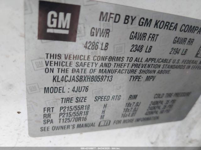 2017 BUICK ENCORE KL4CJASBXHB059713 Photo 8