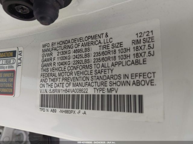 2022 HONDA CR-V 5J6RW1H84NA008622 Photo 8