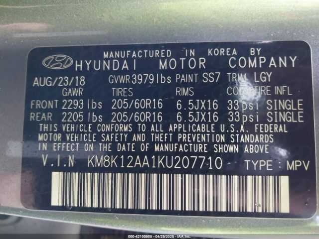 KM8K12AA1KU207710 Hyundai Kona Se