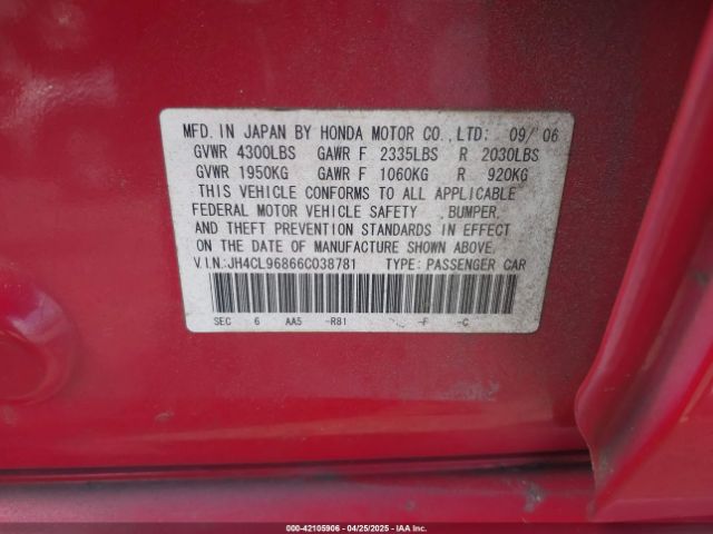 2006 ACURA TSX JH4CL96866C038781 Photo 8