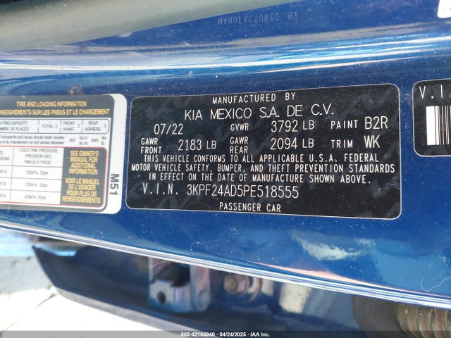 3KPF24AD5PE518555 KIA Forte Lxs