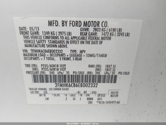 2FMHK6C86EBD02332 Ford FLEX SEL