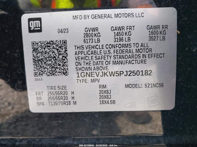 1GNEVJKW5PJ250182 Chevrolet lfy
