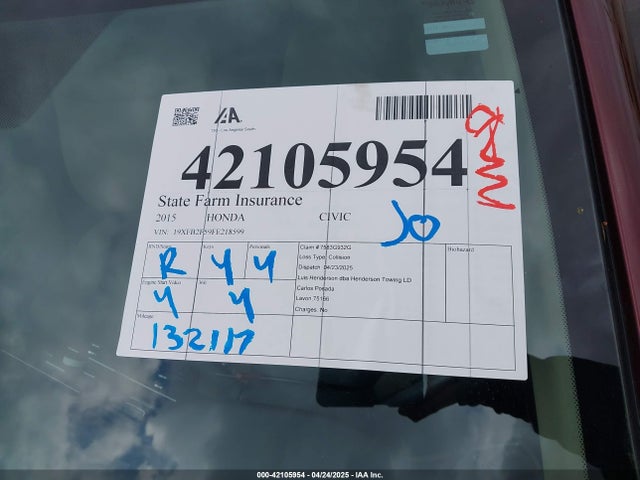 19XFB2F59FE218599 Honda Civic Lx