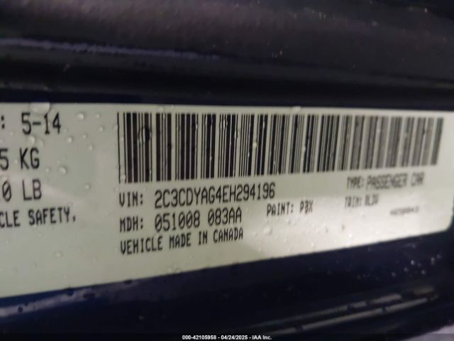 2C3CDYAG4EH294196 Dodge Challenger Sxt Plus