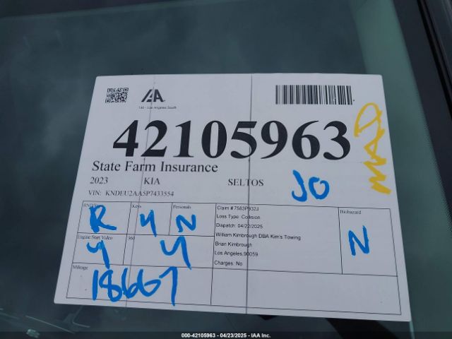 KNDEU2AA5P7433554 KIA SELTOS S