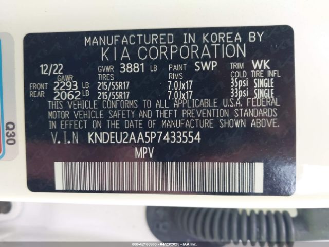 KNDEU2AA5P7433554 KIA SELTOS S