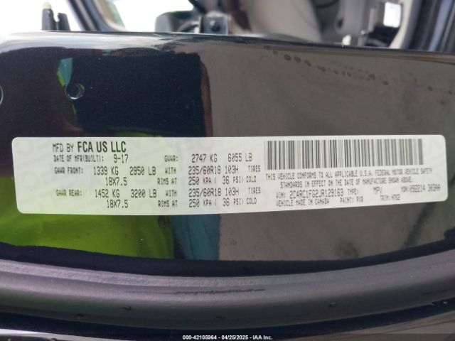 2C4RC1FG2JR129163 Chrysler Pacifica Touring Plus
