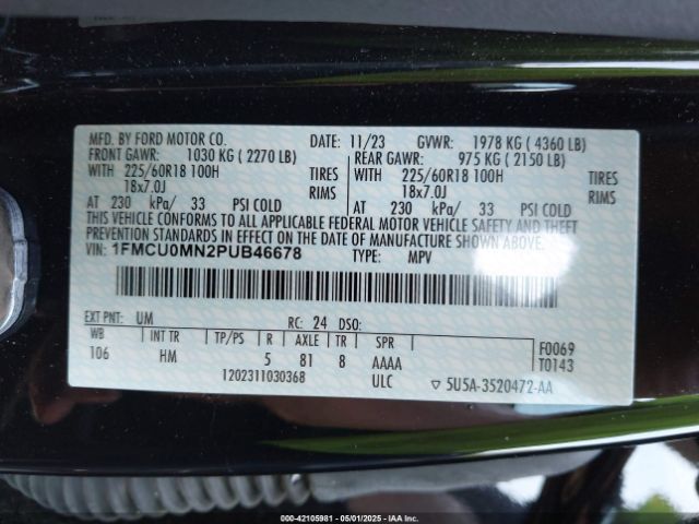 2023 FORD ESCAPE 1FMCU0MN2PUB46678 Photo 8