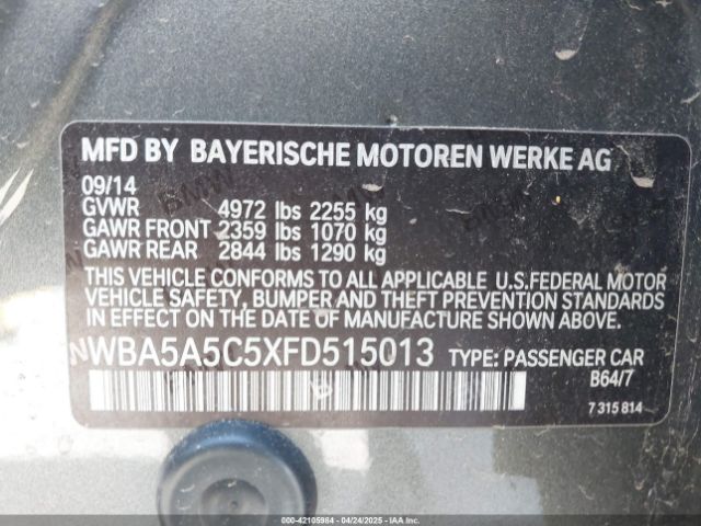 2015 BMW 528I WBA5A5C5XFD515013 Photo 8