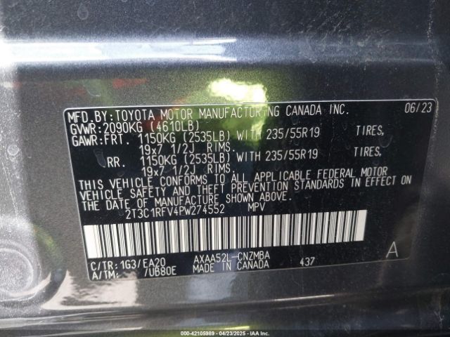 2T3C1RFV4PW274552 Toyota Rav4 Xle Premium