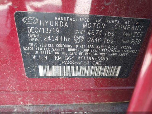 KMTG64LA8LU062365 Genesis t-gdi theta ii fr