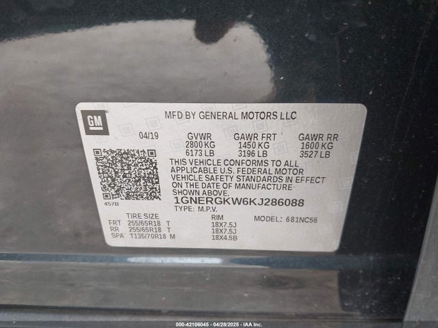1GNERGKW6KJ286088 Chevrolet lfy - spark ignited direct injection, atss, gen 1