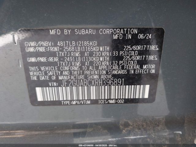 JF2GUABCXRH396891 Subaru Crosstrek