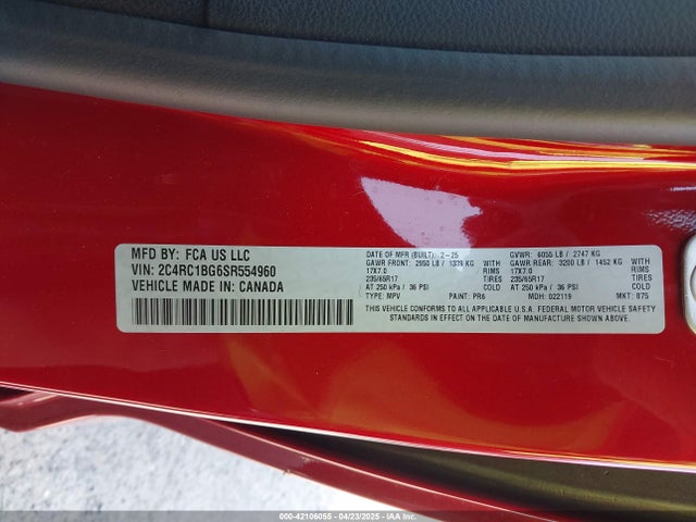 2C4RC1BG6SR554960 Chrysler Pacifica Select