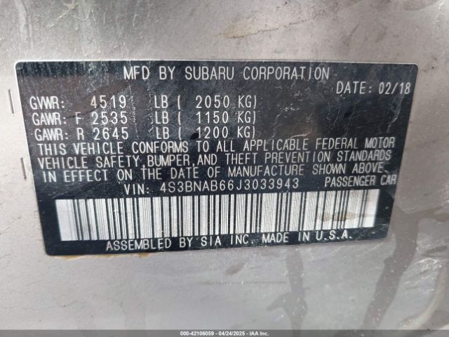 4S3BNAB66J3033943 Subaru Legacy 2.5i