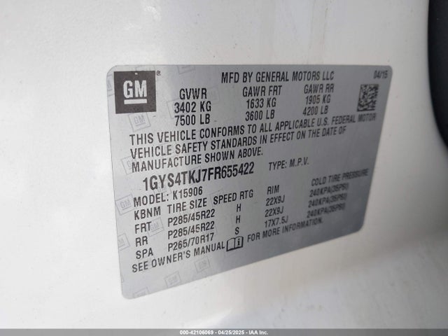 2015 CADILLAC ESCALADE ESV 1GYS4TKJ7FR655422 Photo 8