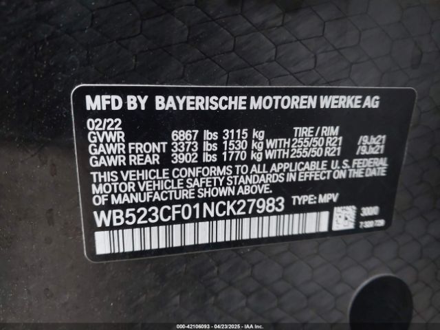 WB523CF01NCK27983 BMW Ix Xdrive50
