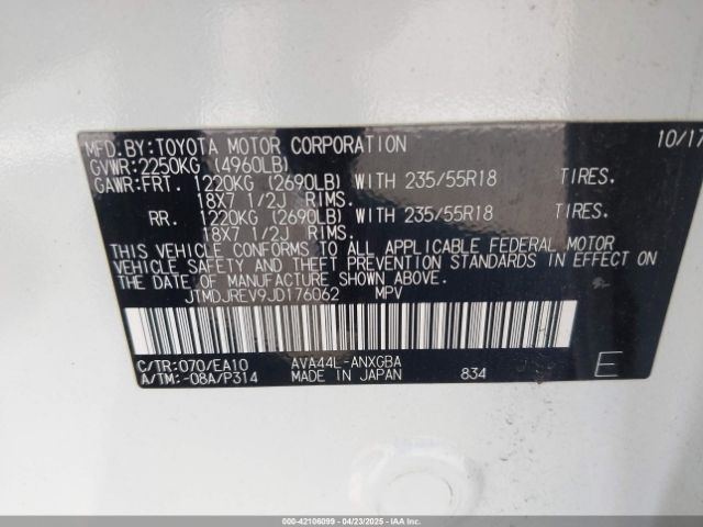 JTMDJREV9JD176062 Toyota Rav4 Hybrid Limited