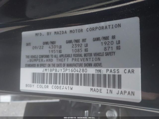 JM1BPBJY3P1604280 Mazda Mazda3 Hatchback 2.5 Turbo