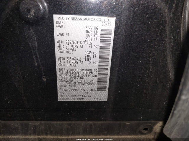 5N1AT2MV9GC755584 Nissan Rogue Sl