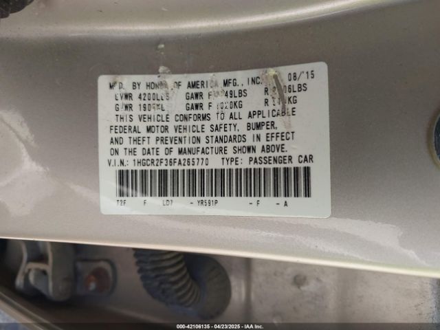 1HGCR2F36FA265770 Honda ACCORD LX