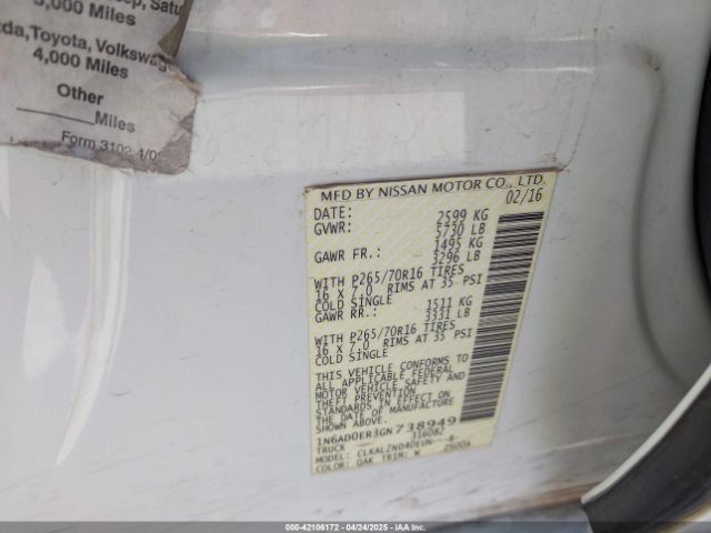 1N6AD0ER3GN738949 Nissan 2016