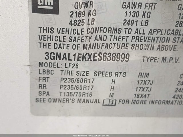 3GNAL1EKXES638999 Chevrolet Captiva Sport 1ls