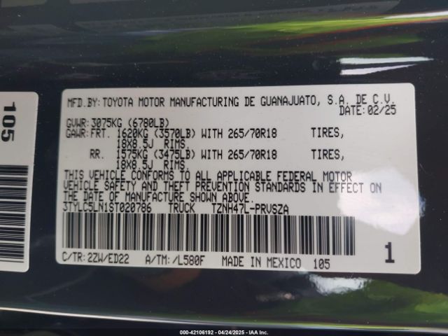 3TYLC5LN1ST020786 Toyota Tacoma Hybrid Trd Pro