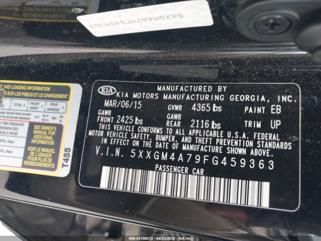 5XXGM4A79FG459363 KIA dohc gdi theta ii