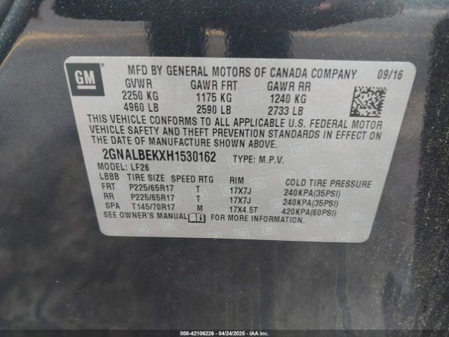 2GNALBEKXH1530162 Chevrolet EQUINOX LS