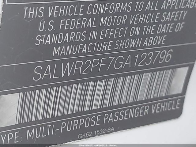 SALWR2PF7GA123796 Land Rover Range Rover Sport 3.0l V6 Supercharged Hse