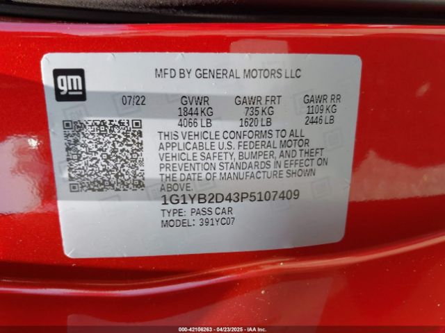 2023 CHEVROLET CORVETTE STINGRAY 1G1YB2D43P5107409 Photo 8