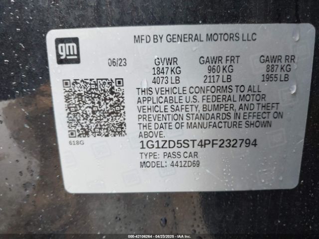 1G1ZD5ST4PF232794 Chevrolet Malibu Fwd 1lt