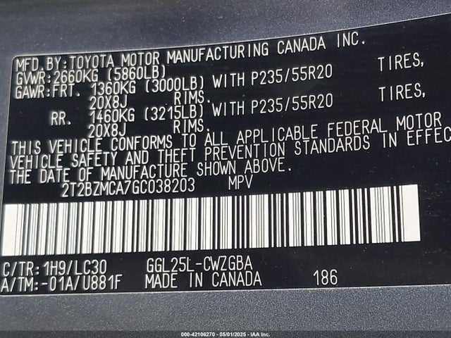 2T2BZMCA7GC038203 Lexus Rx 350 F Sport