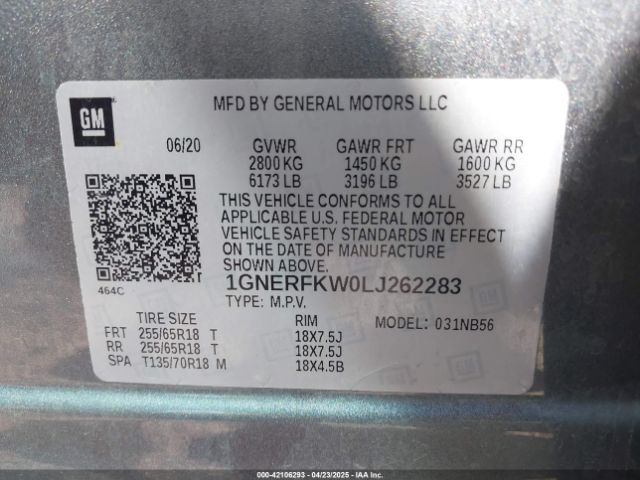 1GNERFKW0LJ262283 Chevrolet Traverse Fwd Ls