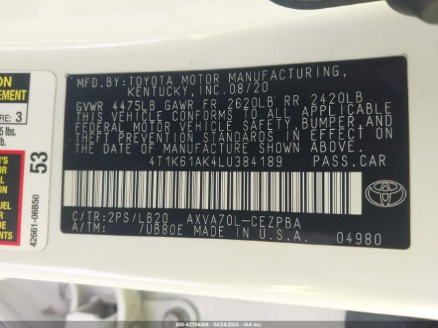 4T1K61AK4LU384189 Toyota CAMRY XSE