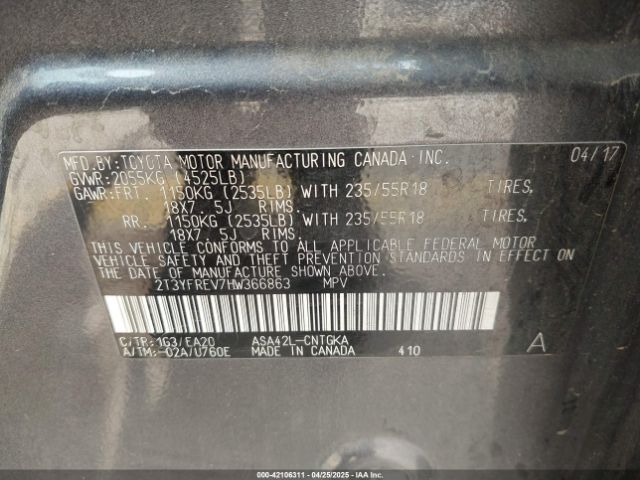 2T3YFREV7HW366863 Toyota Rav4 Platinum