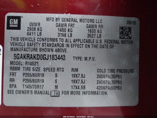 5GAKRAKD0GJ183443 Buick Enclave Convenience