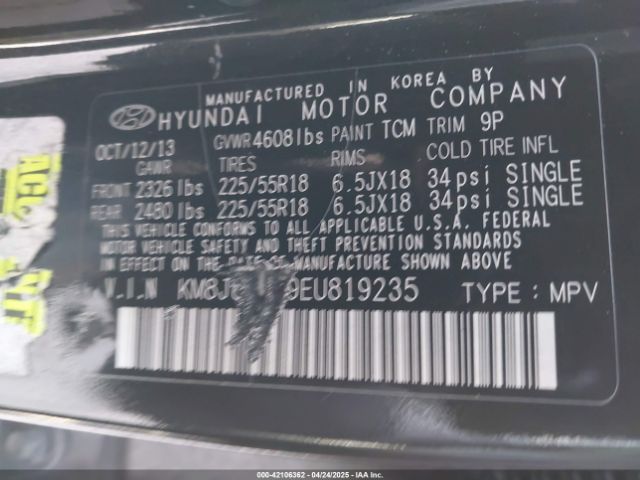 KM8JUCAG9EU819235 Hyundai Tucson Limited